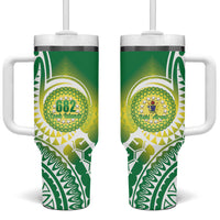 Cook Islands 682 Tumbler With Handle Kuki 'Airani Area Code Proud LT14 One Size: 40 oz Green - Polynesian Pride