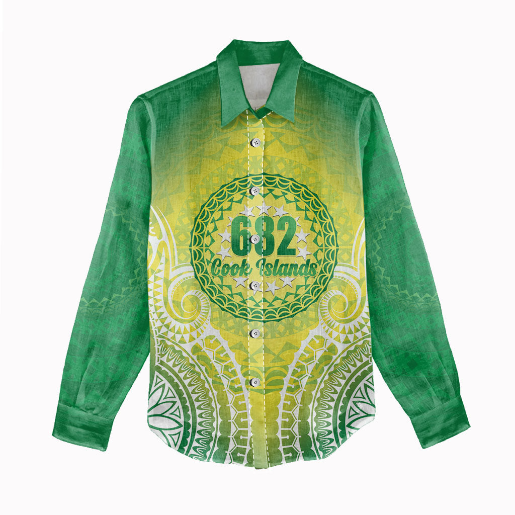 Cook Islands 682 Women Casual Shirt Kuki 'Airani Area Code Proud LT14 - Polynesian Pride