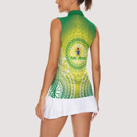 Cook Islands 682 Women Sleeveless Polo Shirt Kuki 'Airani Area Code Proud LT14 - Polynesian Pride