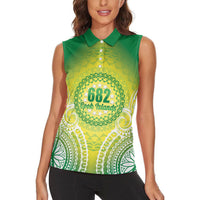 Cook Islands 682 Women Sleeveless Polo Shirt Kuki 'Airani Area Code Proud LT14 - Polynesian Pride