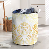 Cook Islands Gospel Day Laundry Basket Happy Nuku Day Tiare Maori Gold LT14 Gold - Polynesian Pride