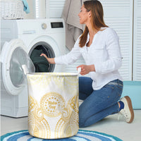 Cook Islands Gospel Day Laundry Basket Happy Nuku Day Tiare Maori Gold LT14 - Polynesian Pride