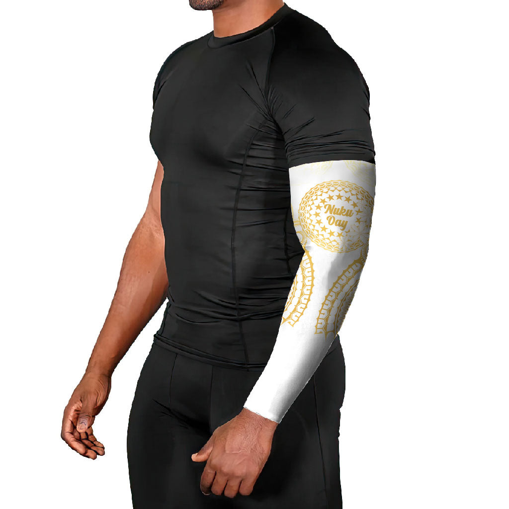 Cook Islands Gospel Day Arm Sleeves Happy Nuku Day Tiare Maori Gold LT14 - Polynesian Pride