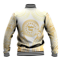 Cook Islands Gospel Day Baseball Jacket Happy Nuku Day Tiare Maori Gold LT14 - Polynesian Pride