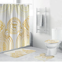 Cook Islands Gospel Day Bathroom Set Happy Nuku Day Tiare Maori Gold LT14 Bathroom Set (4 pcs) Gold - Polynesian Pride