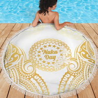 Cook Islands Gospel Day Beach Blanket Happy Nuku Day Tiare Maori Gold LT14 - Polynesian Pride