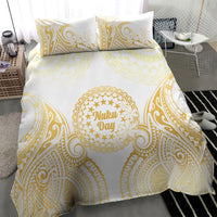 Cook Islands Gospel Day Bedding Set Happy Nuku Day Tiare Maori Gold LT14 - Polynesian Pride
