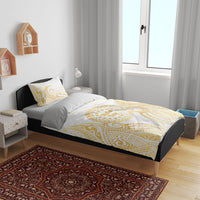 Cook Islands Gospel Day Bedding Set Happy Nuku Day Tiare Maori Gold LT14 - Polynesian Pride