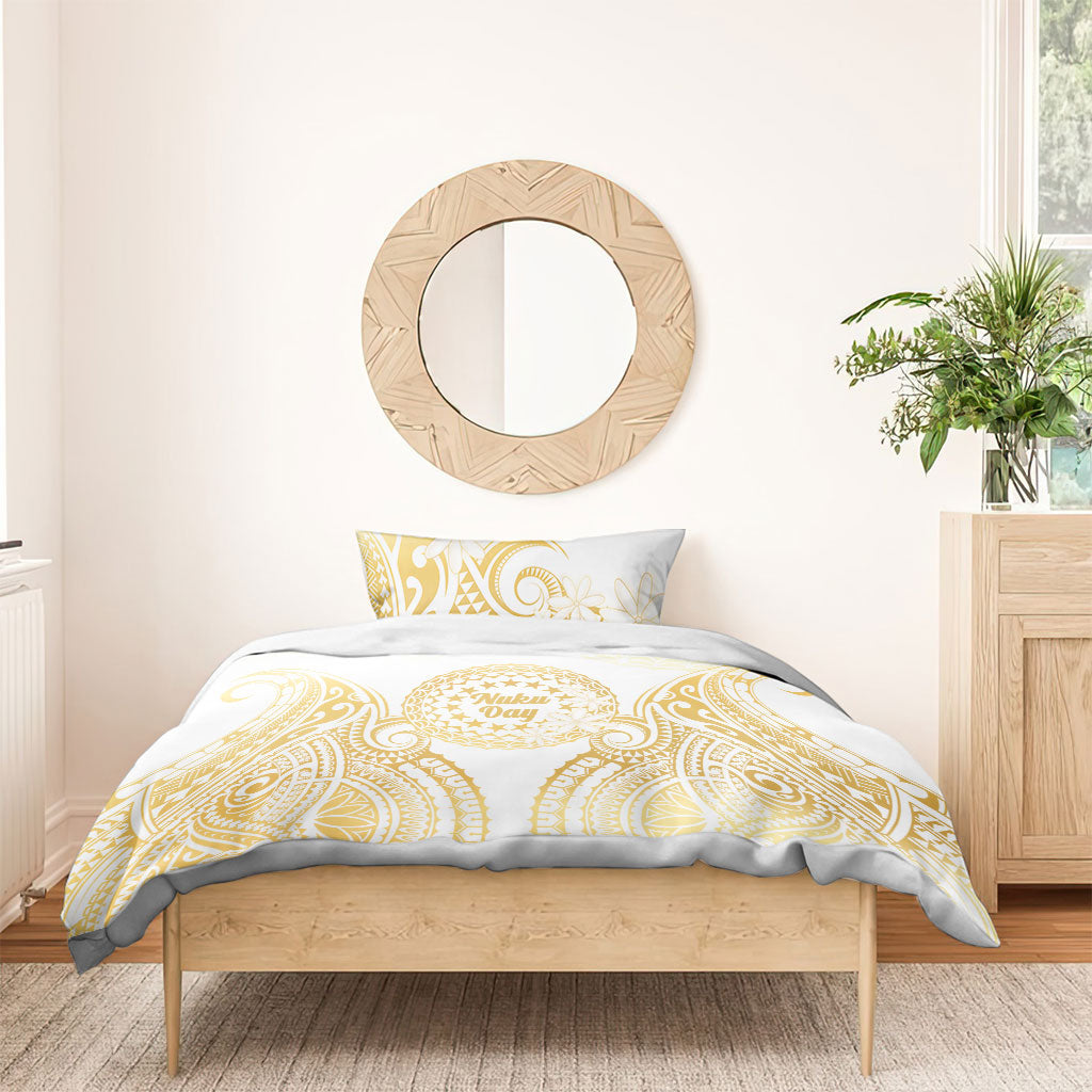 Cook Islands Gospel Day Bedding Set Happy Nuku Day Tiare Maori Gold LT14 - Polynesian Pride