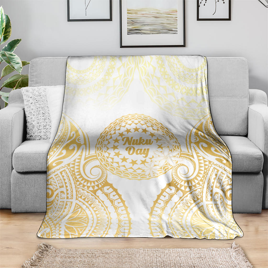 Cook Islands Gospel Day Blanket Happy Nuku Day Tiare Maori Gold LT14 - Polynesian Pride
