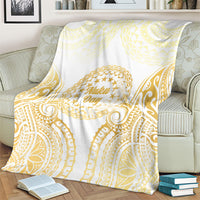 Cook Islands Gospel Day Blanket Happy Nuku Day Tiare Maori Gold LT14 - Polynesian Pride