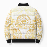 Cook Islands Gospel Day Bomber Puffer Jacket Happy Nuku Day Tiare Maori Gold LT14 - Polynesian Pride