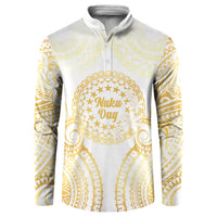 Cook Islands Gospel Day Button Sweatshirt Happy Nuku Day Tiare Maori Gold LT14 Gold - Polynesian Pride