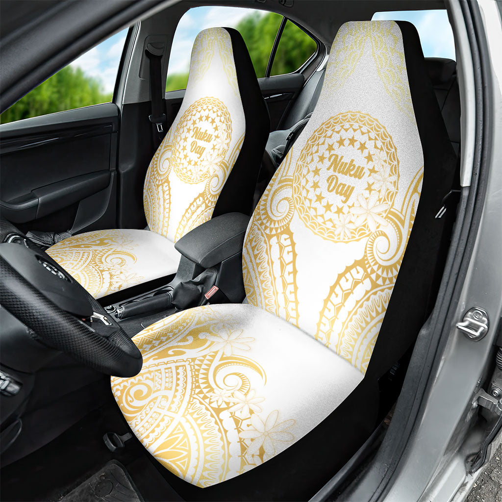Cook Islands Gospel Day Car Seat Cover Happy Nuku Day Tiare Maori Gold LT14 - Polynesian Pride