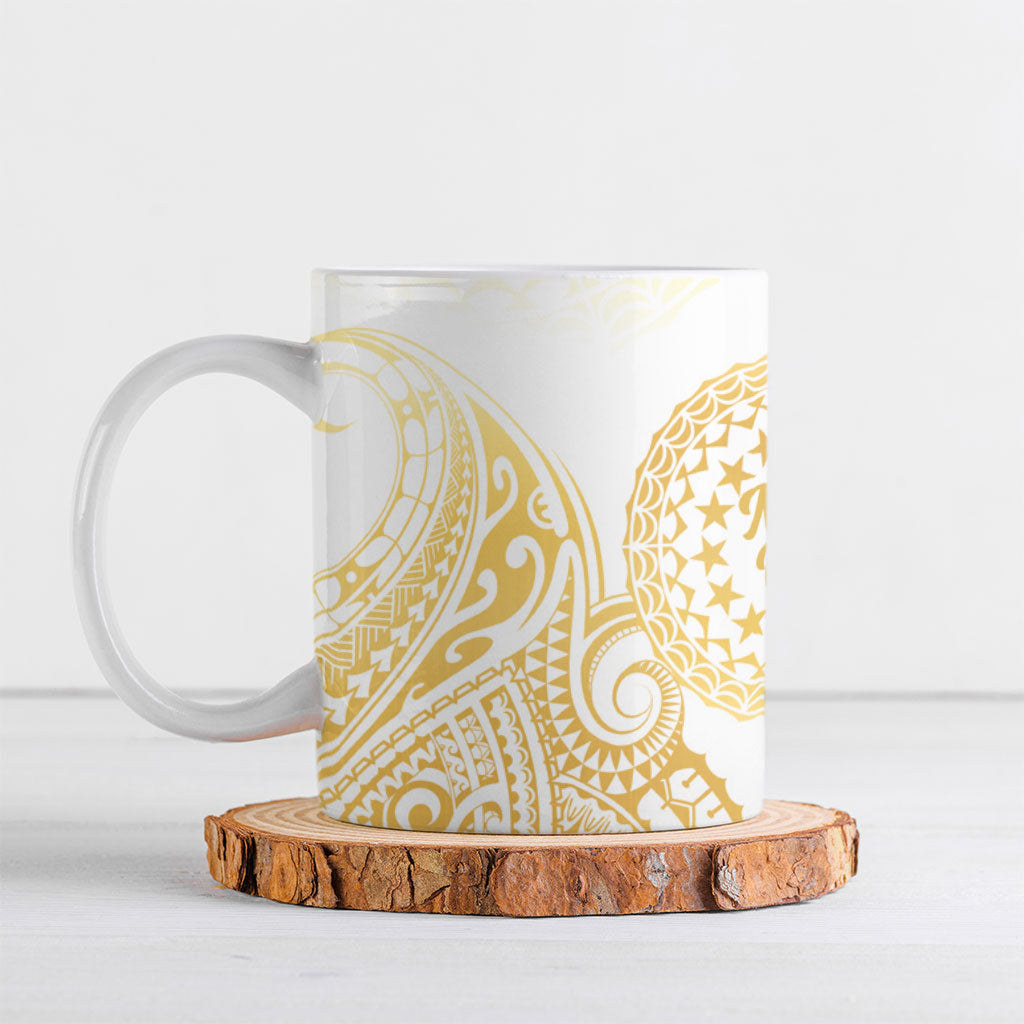 Cook Islands Gospel Day Ceramic Mug Happy Nuku Day Tiare Maori Gold LT14 Gold - Polynesian Pride