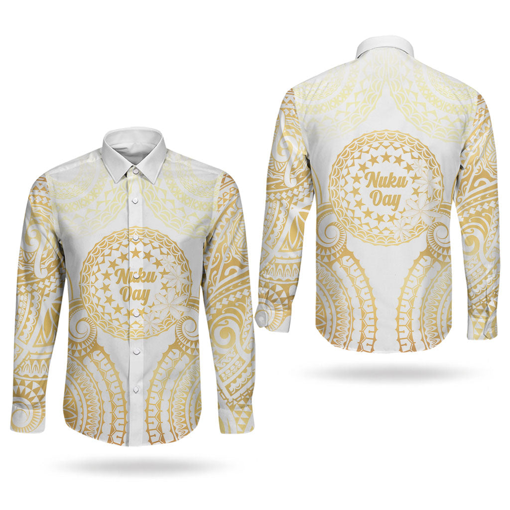 Cook Islands Gospel Day Couples Matching Short Sleeve Bodycon Dress and Long Sleeve Button Shirt Happy Nuku Day Tiare Maori Gold LT14 - Polynesian Pride