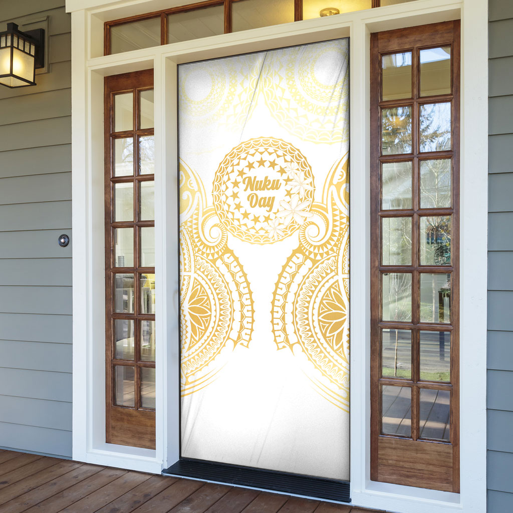 Cook Islands Gospel Day Door Cover Happy Nuku Day Tiare Maori Gold LT14 - Polynesian Pride