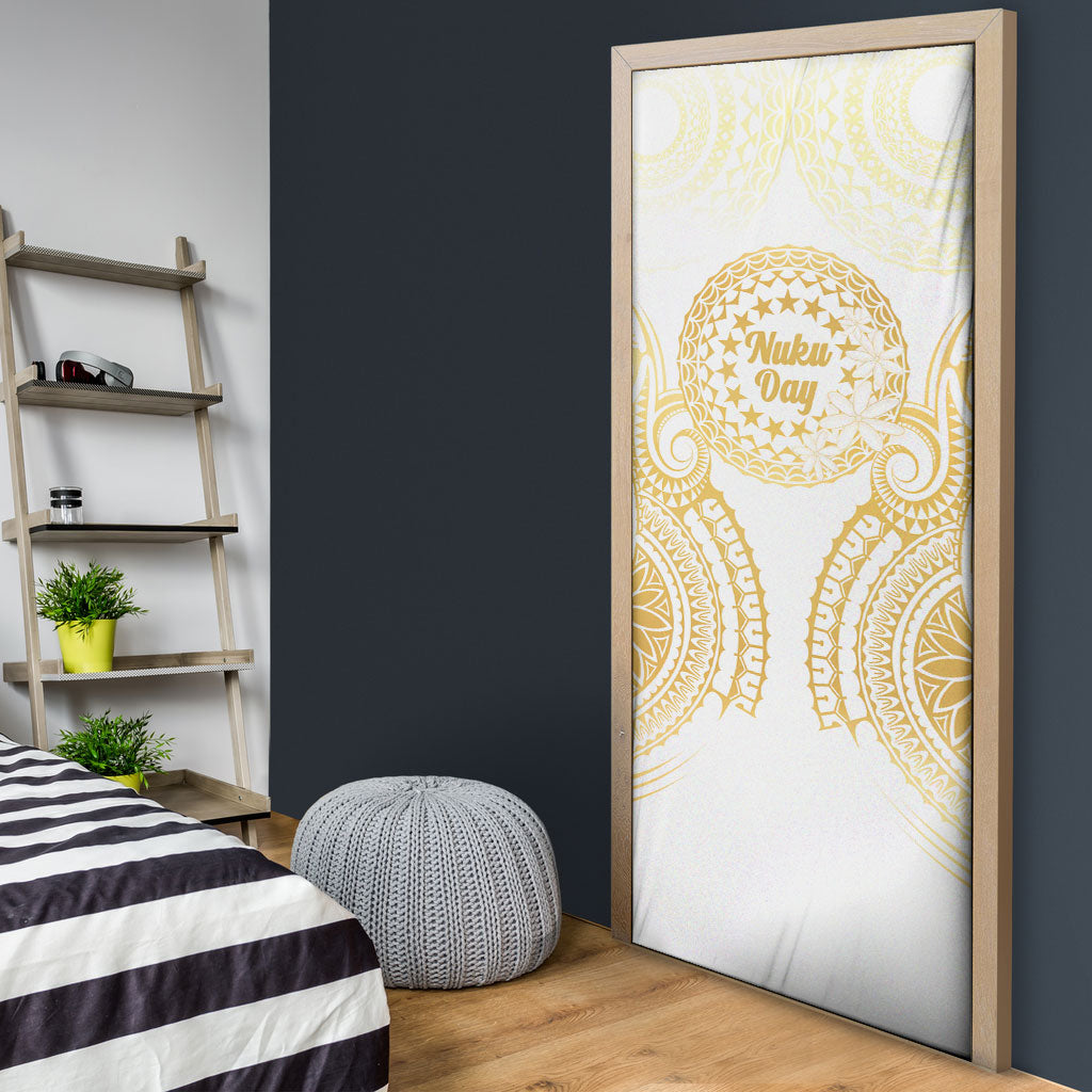 Cook Islands Gospel Day Door Cover Happy Nuku Day Tiare Maori Gold LT14 - Polynesian Pride