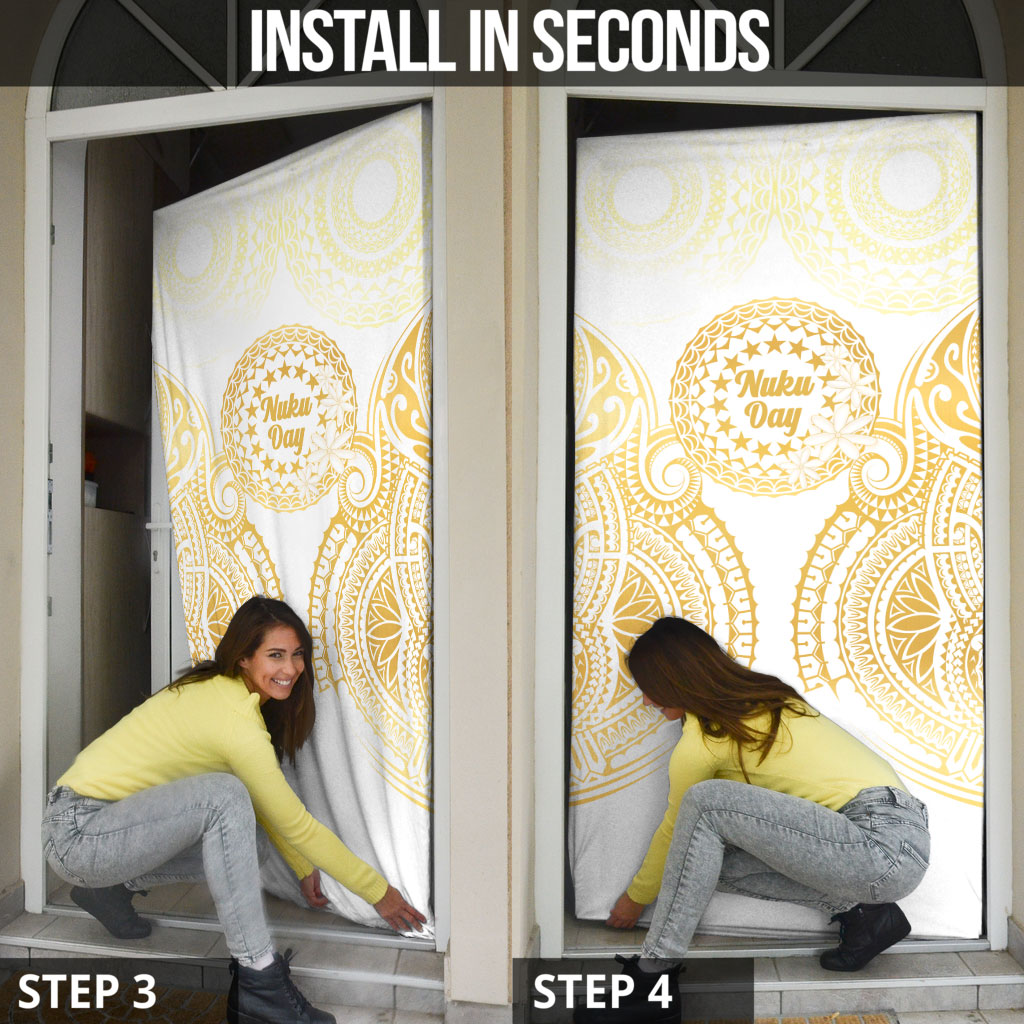 Cook Islands Gospel Day Door Cover Happy Nuku Day Tiare Maori Gold LT14 - Polynesian Pride