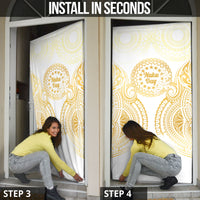 Cook Islands Gospel Day Door Cover Happy Nuku Day Tiare Maori Gold LT14 - Polynesian Pride