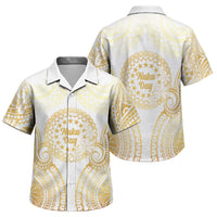 Cook Islands Gospel Day Family Matching Long Sleeve Bodycon Dress and Hawaiian Shirt Happy Nuku Day Tiare Maori Gold LT14 Son's Shirt Gold - Polynesian Pride