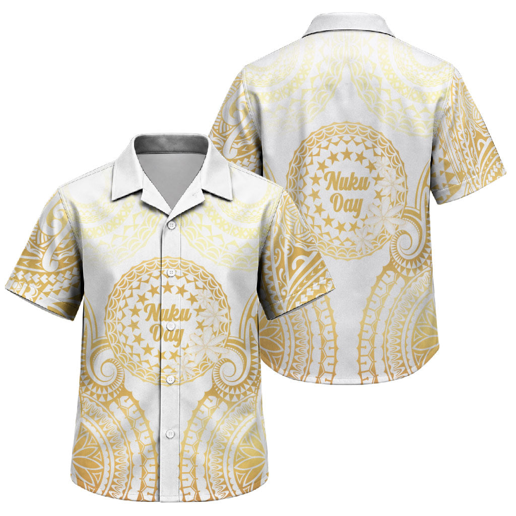 Cook Islands Gospel Day Family Matching Summer Maxi Dress and Hawaiian Shirt Happy Nuku Day Tiare Maori Gold LT14 Son's Shirt Gold - Polynesian Pride