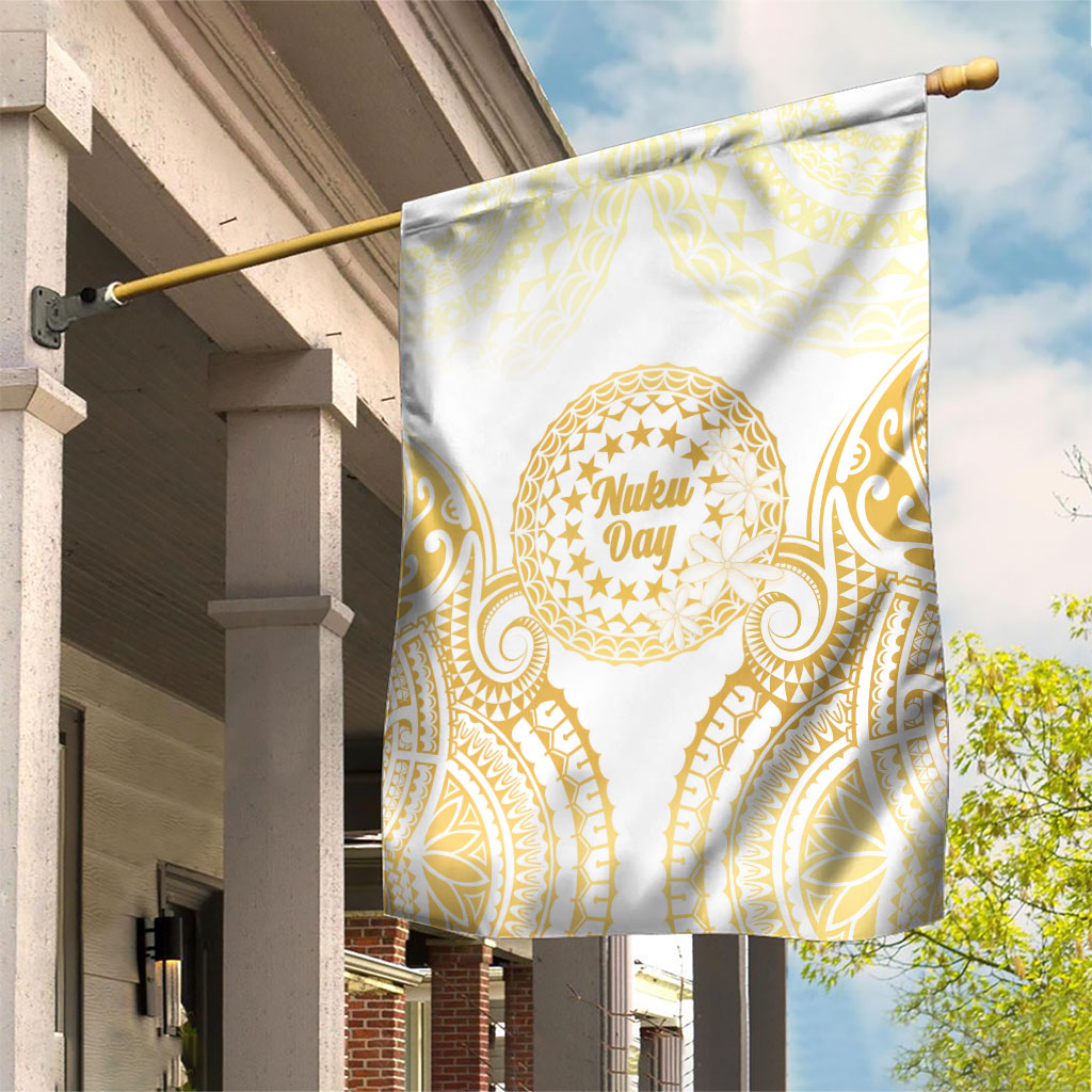 Cook Islands Gospel Day Garden Flag Happy Nuku Day Tiare Maori Gold LT14 House Flag Gold - Polynesian Pride
