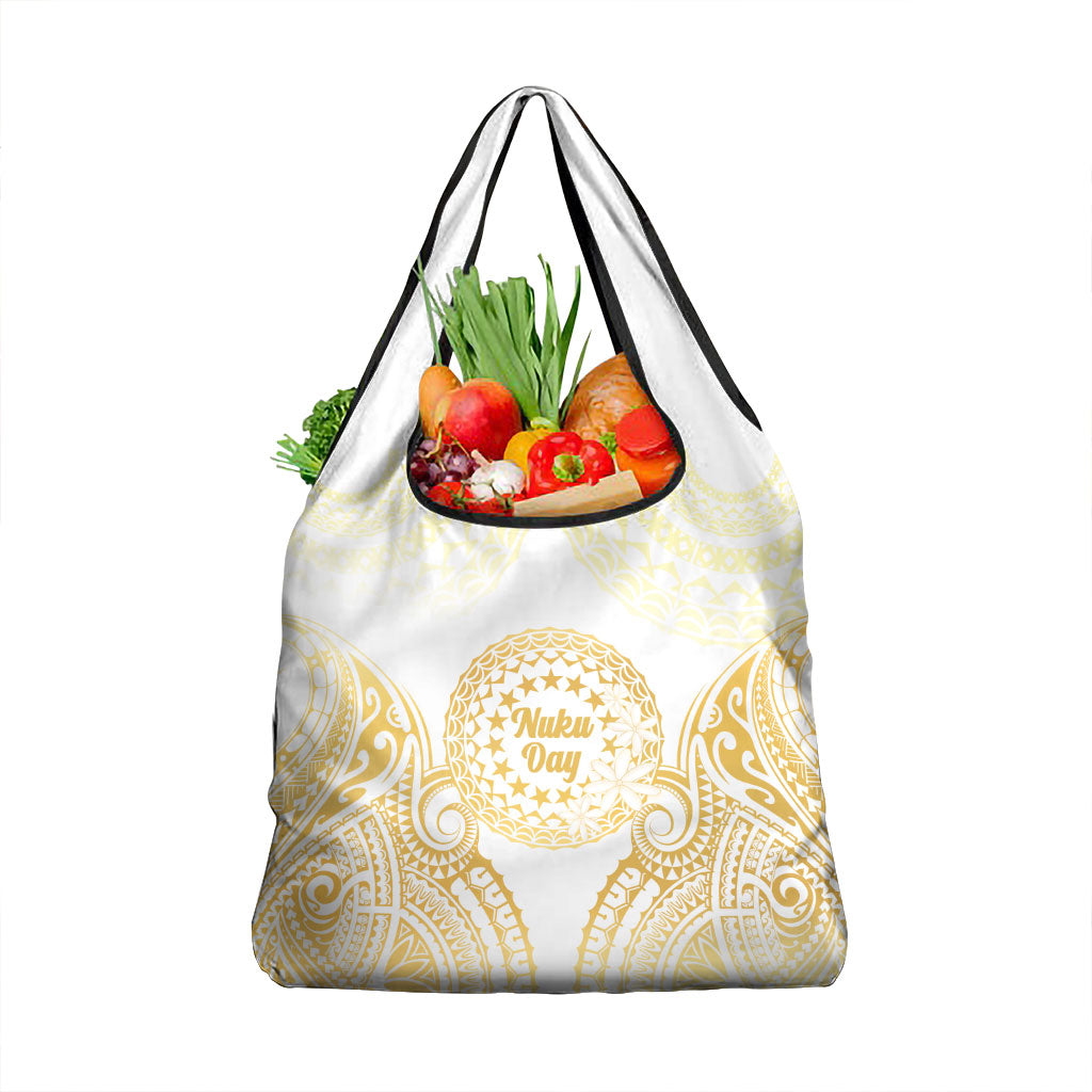 Cook Islands Gospel Day Grocery Bag Happy Nuku Day Tiare Maori Gold LT14 1-pack One Size Gold - Polynesian Pride