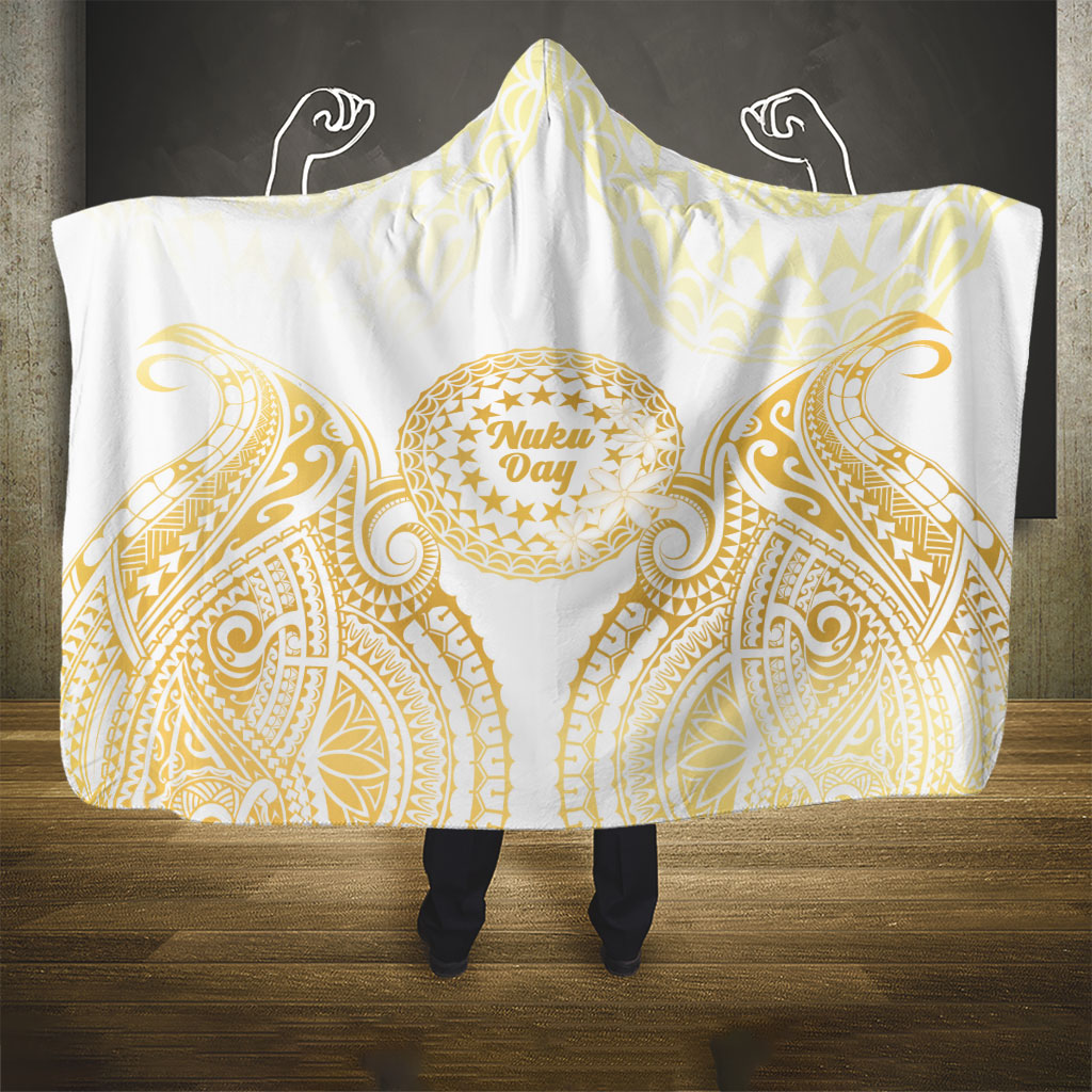 Cook Islands Gospel Day Hooded Blanket Happy Nuku Day Tiare Maori Gold LT14 - Polynesian Pride