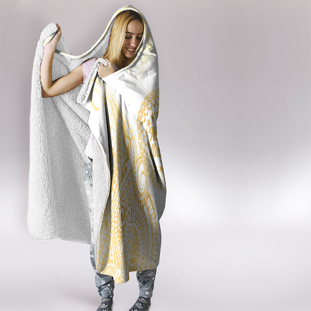 Cook Islands Gospel Day Hooded Blanket Happy Nuku Day Tiare Maori Gold LT14 - Polynesian Pride