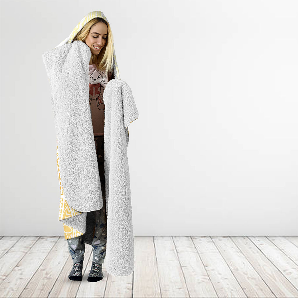 Cook Islands Gospel Day Hooded Blanket Happy Nuku Day Tiare Maori Gold LT14 - Polynesian Pride