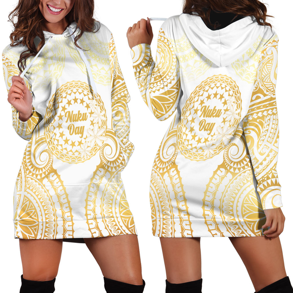 Cook Islands Gospel Day Hoodie Dress Happy Nuku Day Tiare Maori Gold LT14 - Polynesian Pride