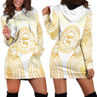 Cook Islands Gospel Day Hoodie Dress Happy Nuku Day Tiare Maori Gold LT14 - Polynesian Pride