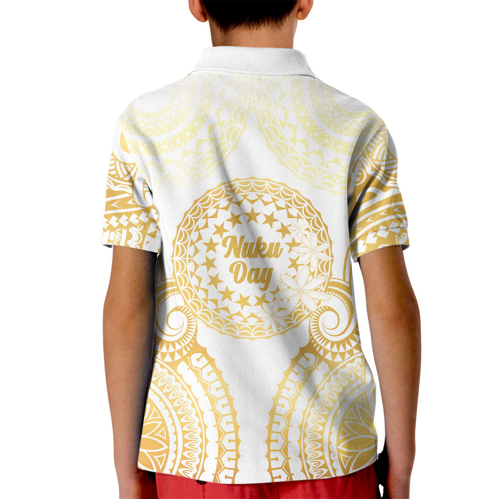 Cook Islands Gospel Day Kid Polo Shirt Happy Nuku Day Tiare Maori Gold LT14 - Polynesian Pride