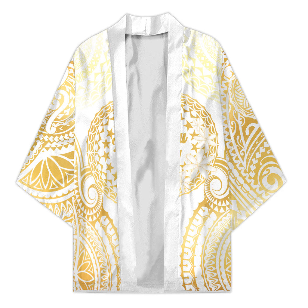 Cook Islands Gospel Day Kimono Happy Nuku Day Tiare Maori Gold LT14 Unisex Gold - Polynesian Pride