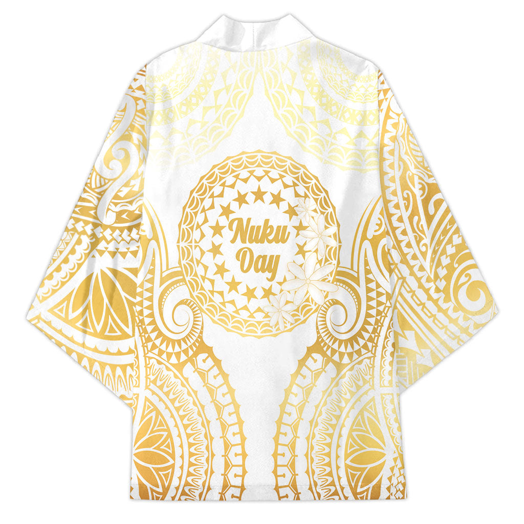 Cook Islands Gospel Day Kimono Happy Nuku Day Tiare Maori Gold LT14 - Polynesian Pride