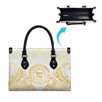 Cook Islands Gospel Day Leather Bag Happy Nuku Day Tiare Maori Gold LT14 - Polynesian Pride