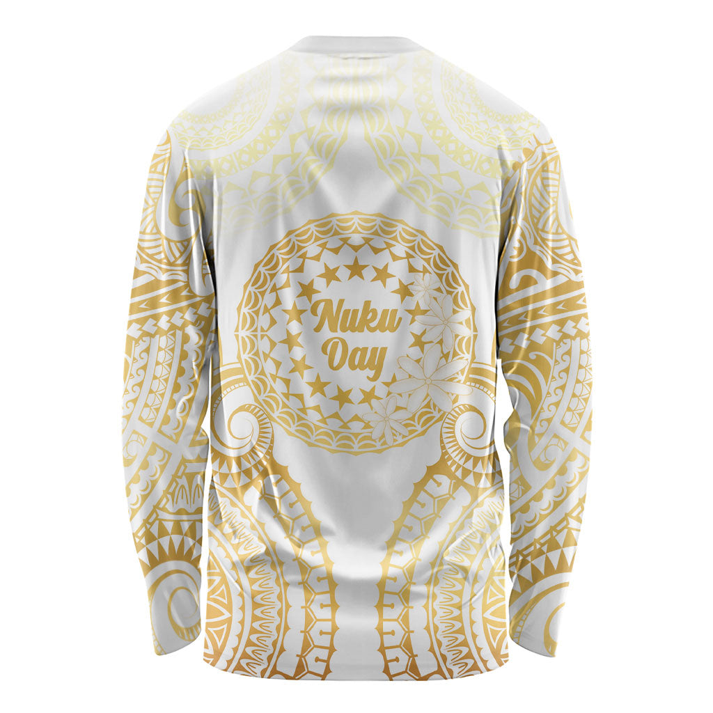 Cook Islands Gospel Day Long Sleeve Shirt Happy Nuku Day Tiare Maori Gold LT14 - Polynesian Pride
