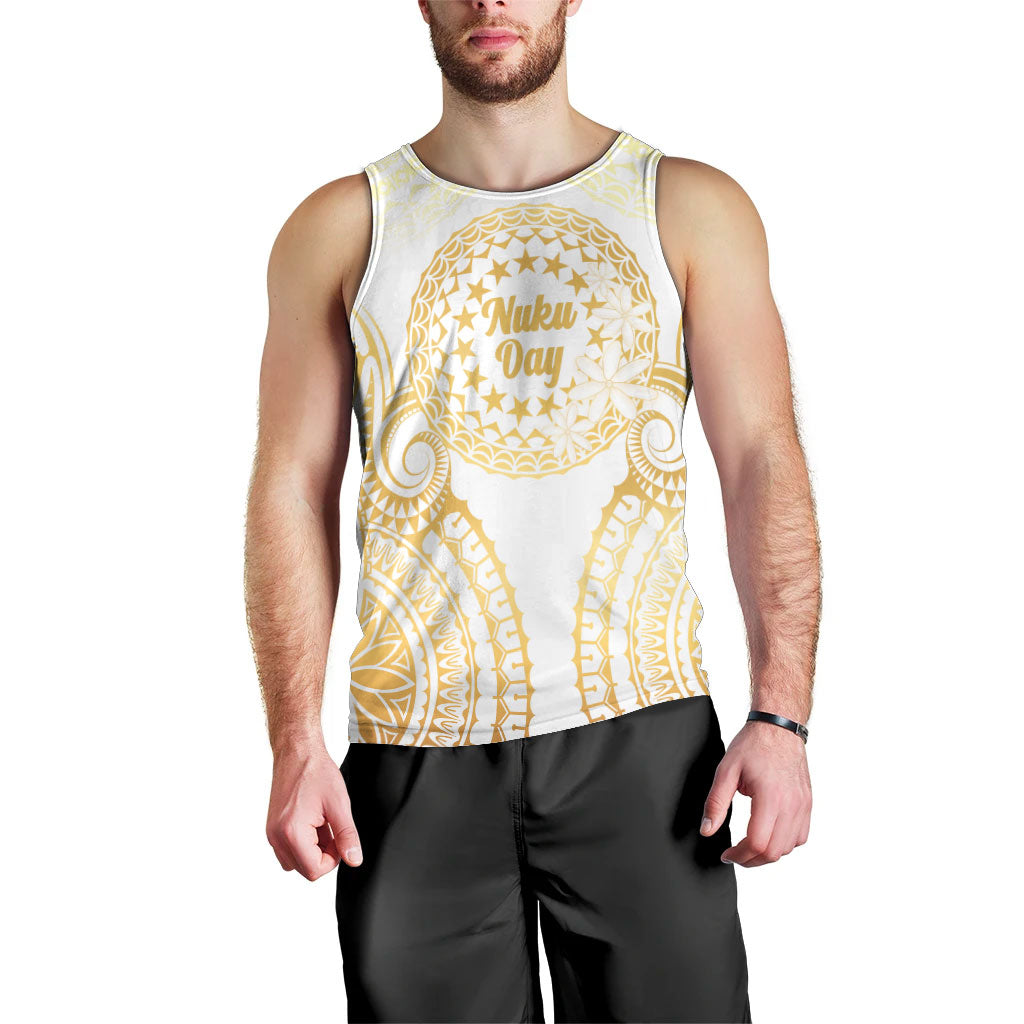 Cook Islands Gospel Day Men Tank Top Happy Nuku Day Tiare Maori Gold LT14 - Polynesian Pride