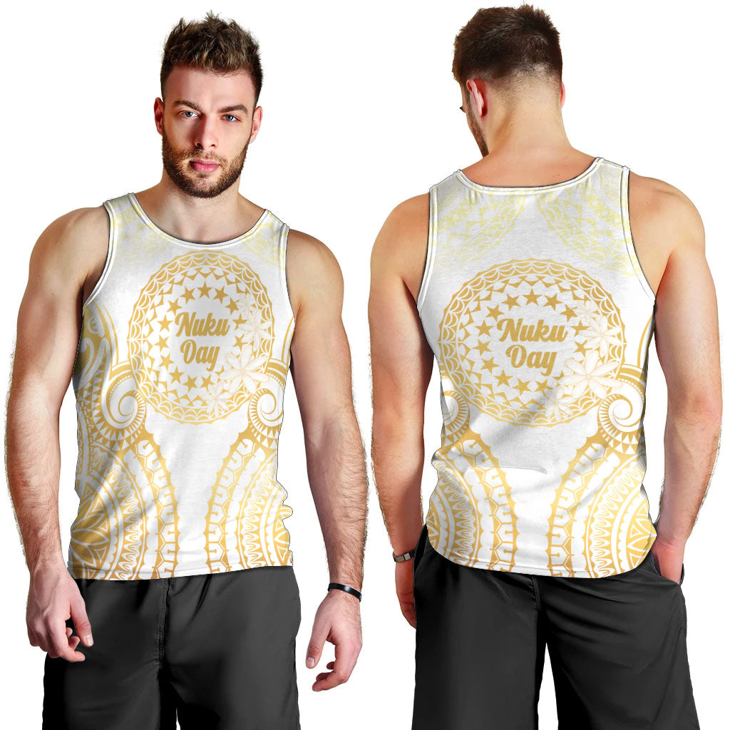 Cook Islands Gospel Day Men Tank Top Happy Nuku Day Tiare Maori Gold LT14 - Polynesian Pride