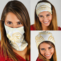 Cook Islands Gospel Day Neck Gaiter Happy Nuku Day Tiare Maori Gold LT14 - Polynesian Pride