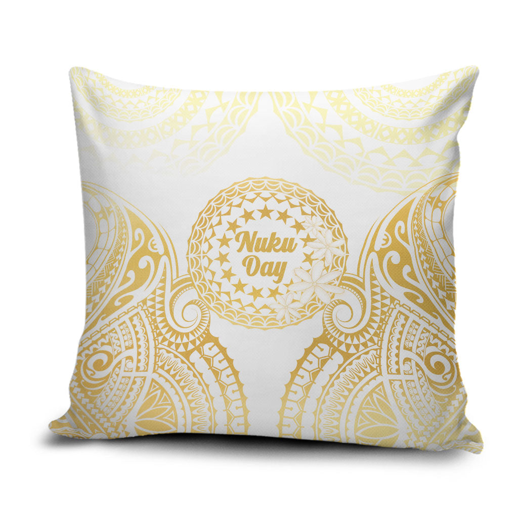Cook Islands Gospel Day Pillow Cover Happy Nuku Day Tiare Maori Gold LT14 Gold - Polynesian Pride