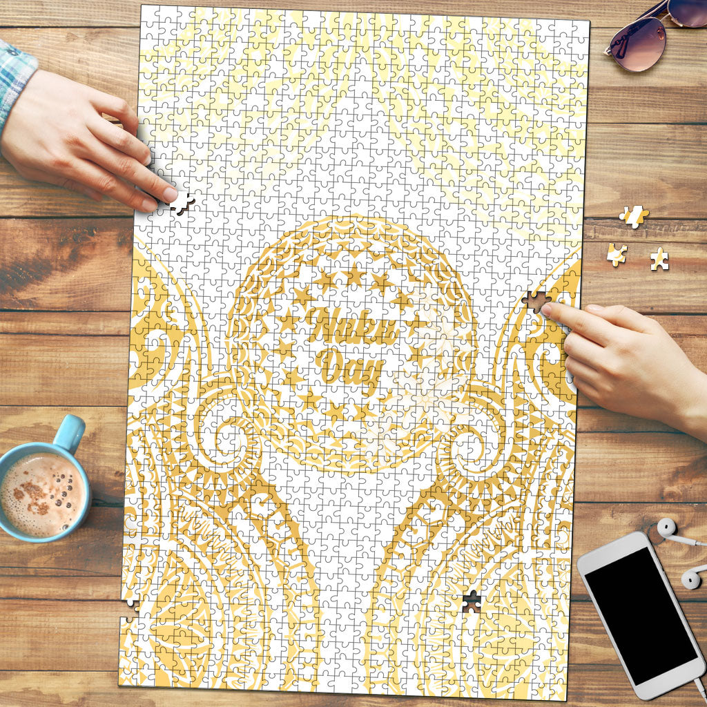 Cook Islands Gospel Day Puzzle Happy Nuku Day Tiare Maori Gold LT14 Gold - Polynesian Pride