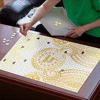 Cook Islands Gospel Day Puzzle Happy Nuku Day Tiare Maori Gold LT14 - Polynesian Pride