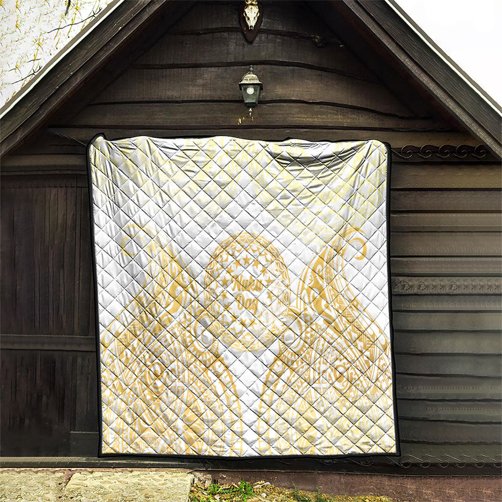 Cook Islands Gospel Day Quilt Happy Nuku Day Tiare Maori Gold LT14 - Polynesian Pride
