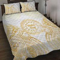 Cook Islands Gospel Day Quilt Bed Set Happy Nuku Day Tiare Maori Gold LT14 Gold - Polynesian Pride