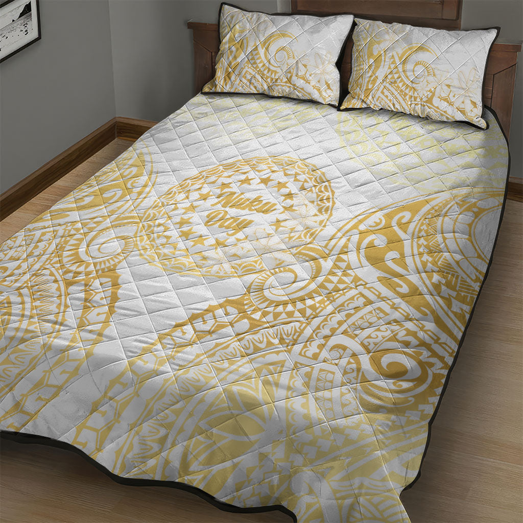 Cook Islands Gospel Day Quilt Bed Set Happy Nuku Day Tiare Maori Gold LT14 - Polynesian Pride