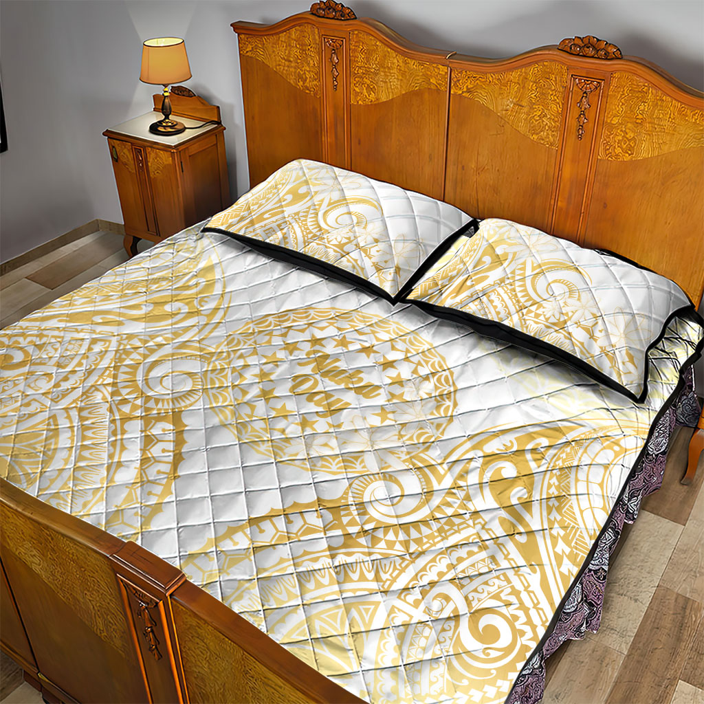 Cook Islands Gospel Day Quilt Bed Set Happy Nuku Day Tiare Maori Gold LT14 - Polynesian Pride