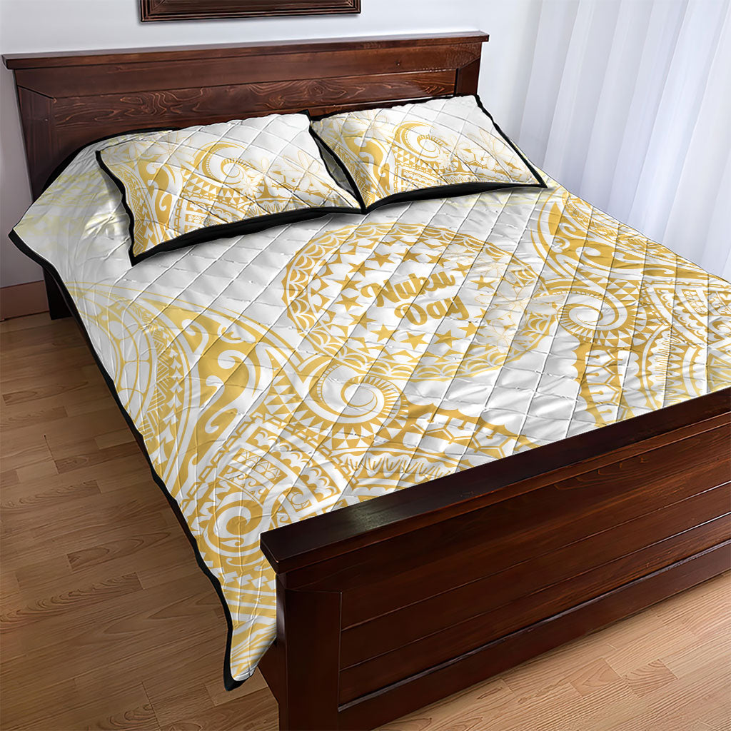 Cook Islands Gospel Day Quilt Bed Set Happy Nuku Day Tiare Maori Gold LT14 - Polynesian Pride