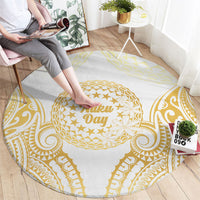 Cook Islands Gospel Day Round Carpet Happy Nuku Day Tiare Maori Gold LT14 - Polynesian Pride